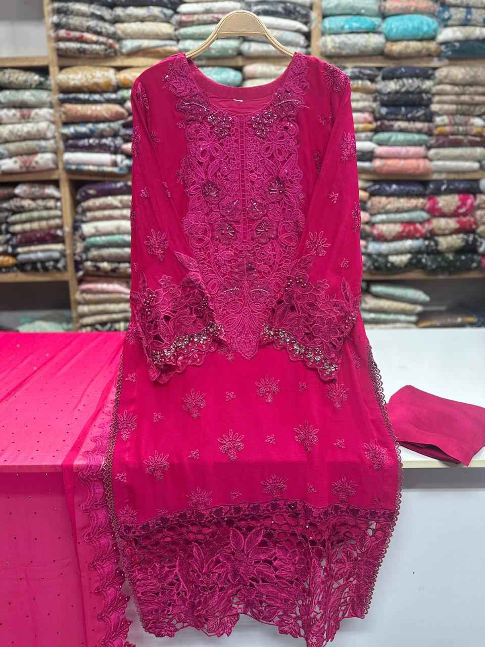 Maria B Inspired Chiffon Dress – 3PC Ready to Wear