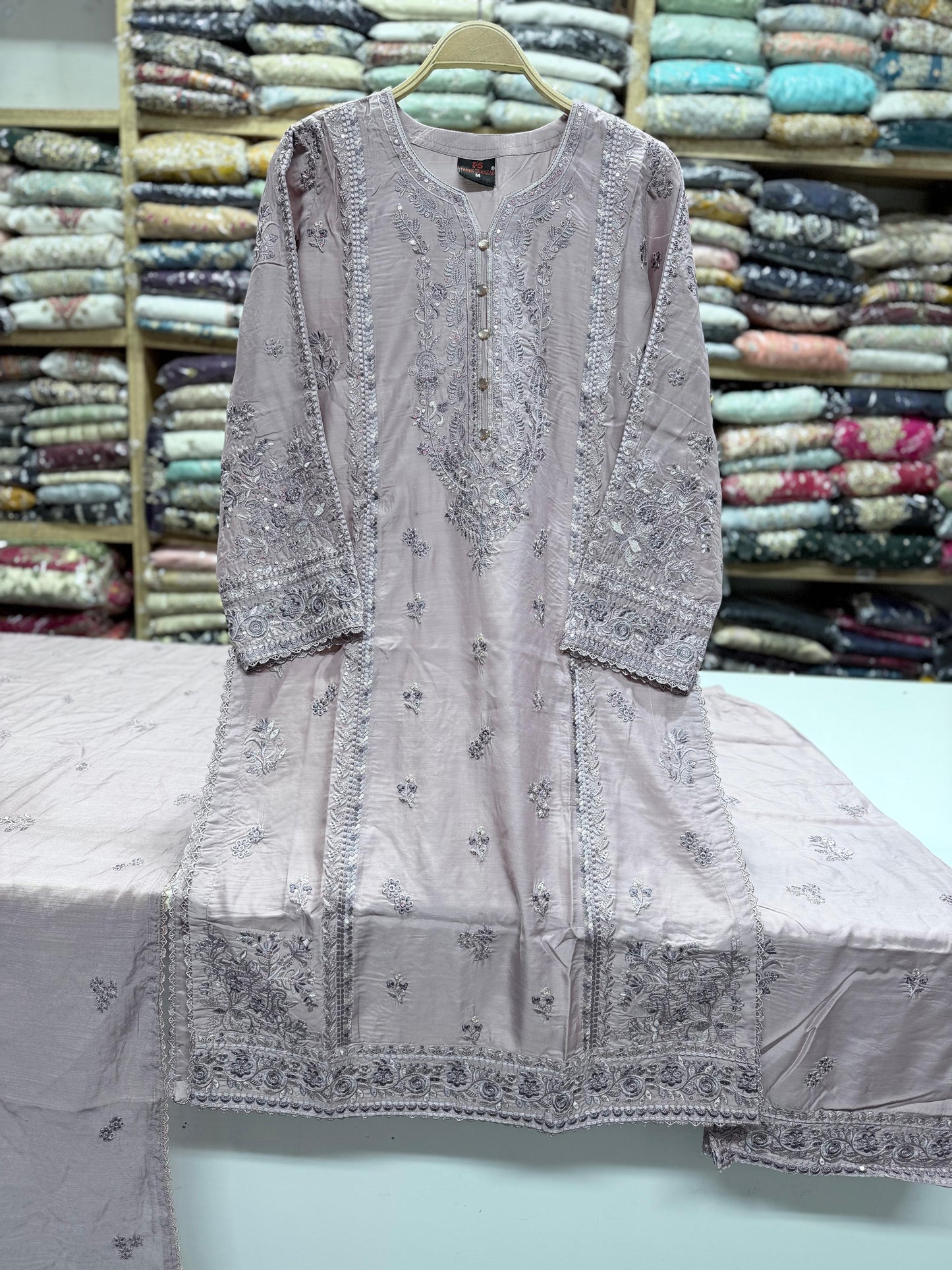 3PC Ready to Wear Viscose Embroidered Suit with Embroidered Dupatta