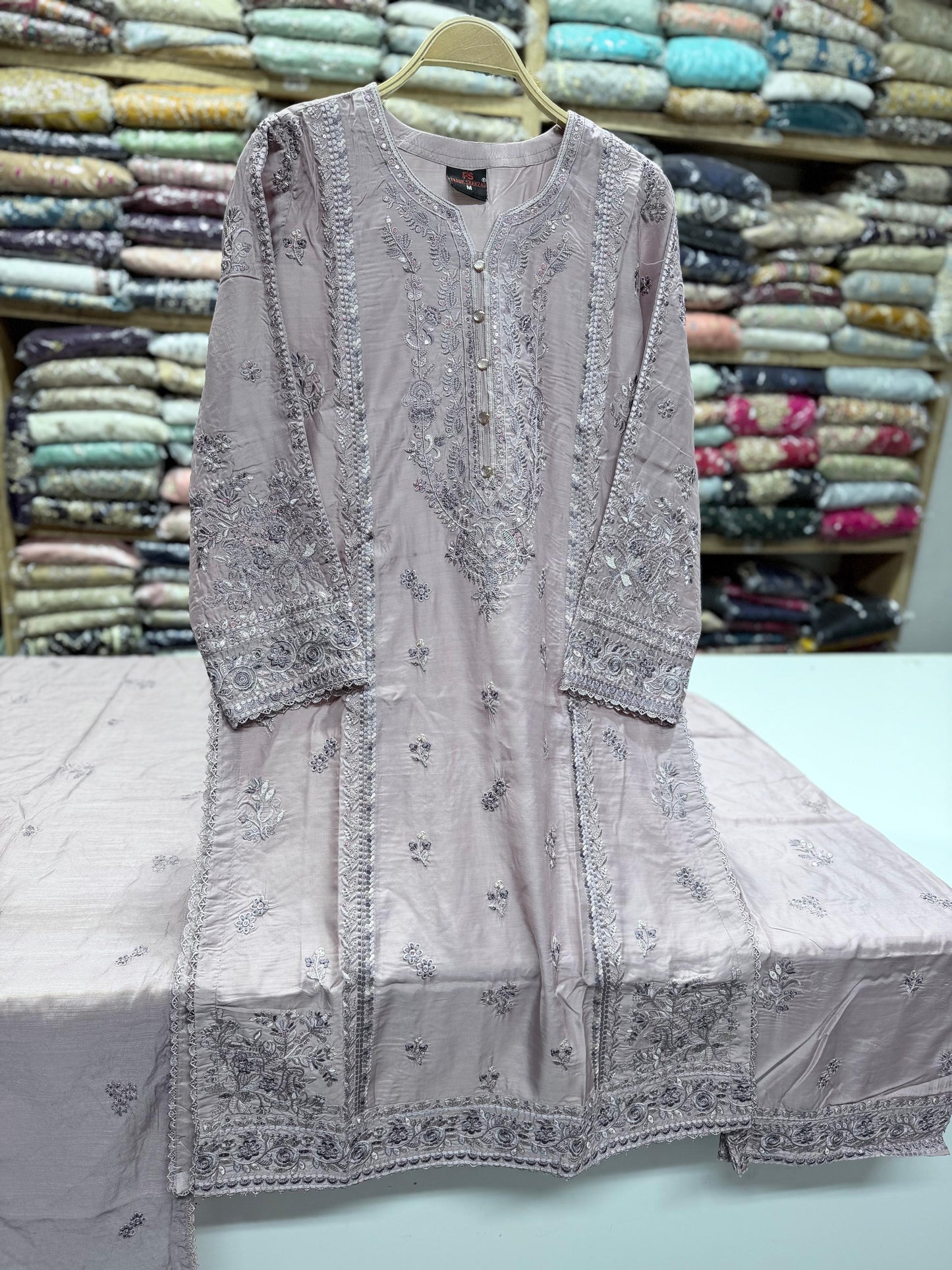 3PC Ready to Wear Viscose Embroidered Suit with Embroidered Dupatta