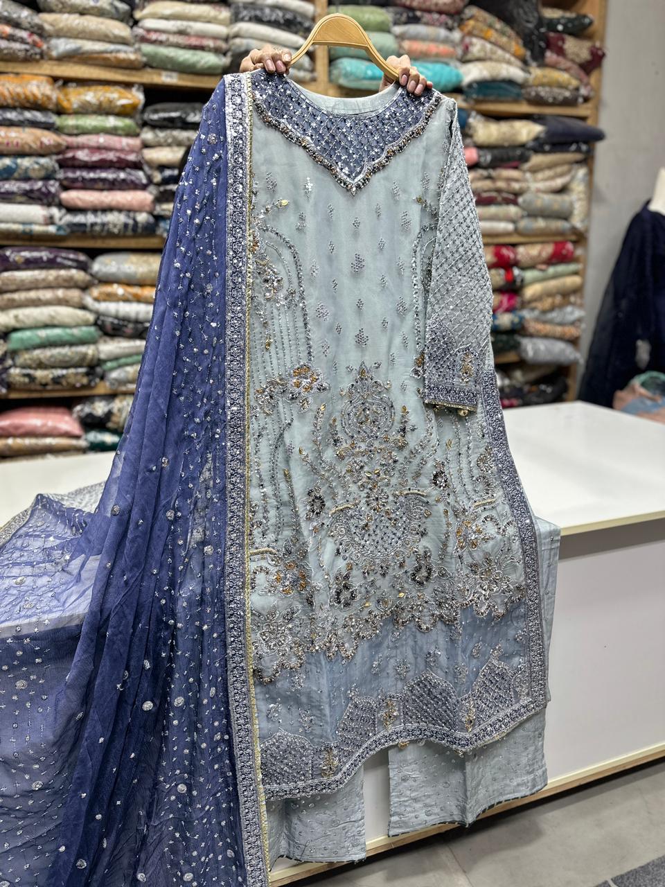 Luxury Embroidered Chiffon 3PC Suit