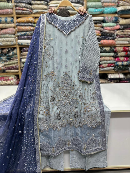 Luxury Embroidered Chiffon 3PC Suit