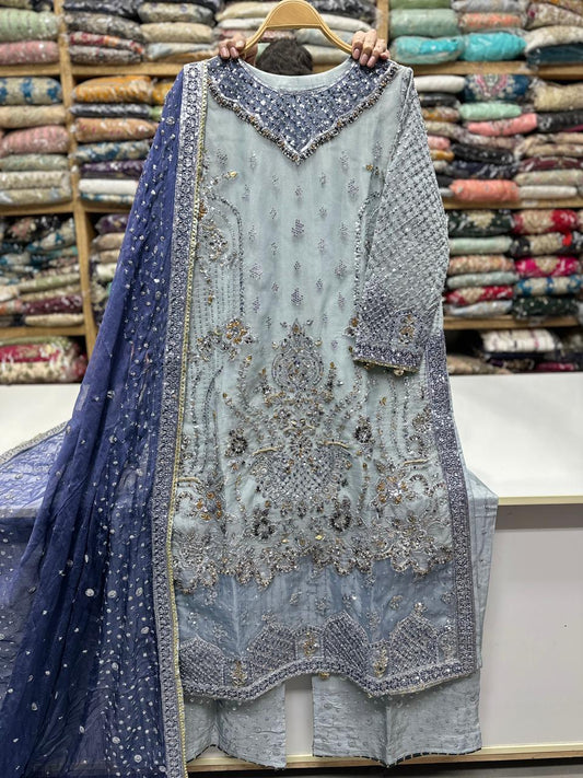 Luxury Embroidered Chiffon 3PC Suit