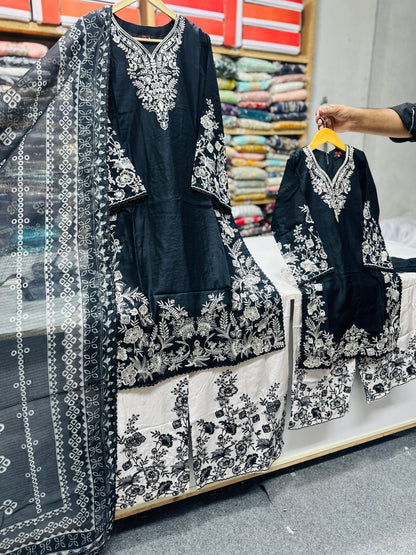 SG 2153 Black Viscose Mother Daughter
