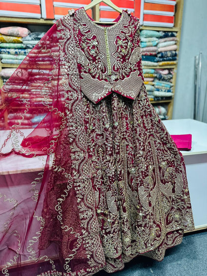 Organza Wedding Maxi | Grace & Glamour in Every Stitch Maroon