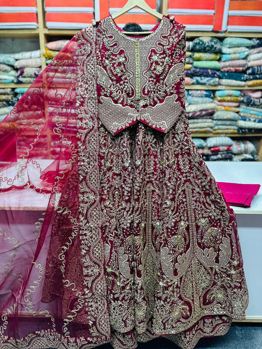 Organza Wedding Maxi | Grace & Glamour in Every Stitch Maroon