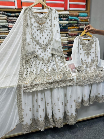 Chiffon Mother Daughter Dress White