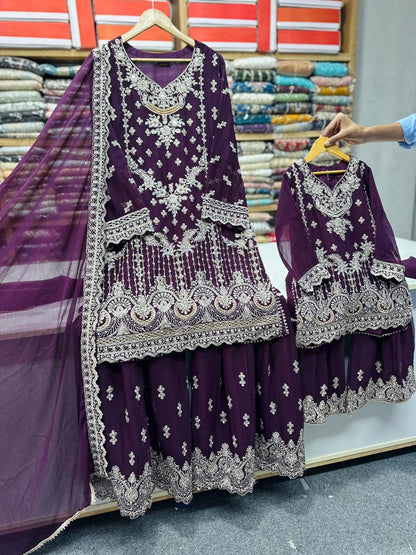 Chiffon Mother Daughter Dress Purple