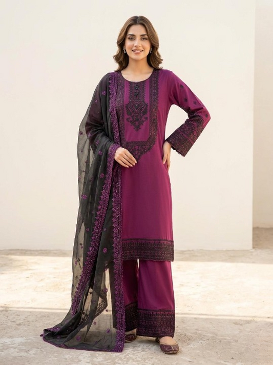Premium Embroidered 3PC Cotton Suit