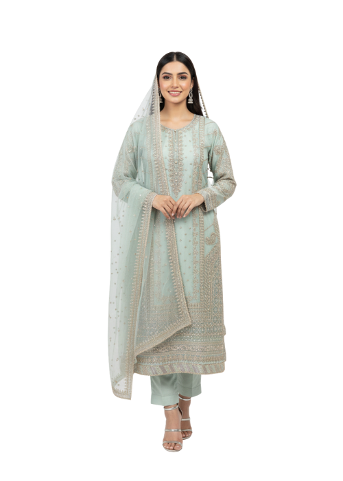 Organza Shirt With Organza Embroided Dupatta