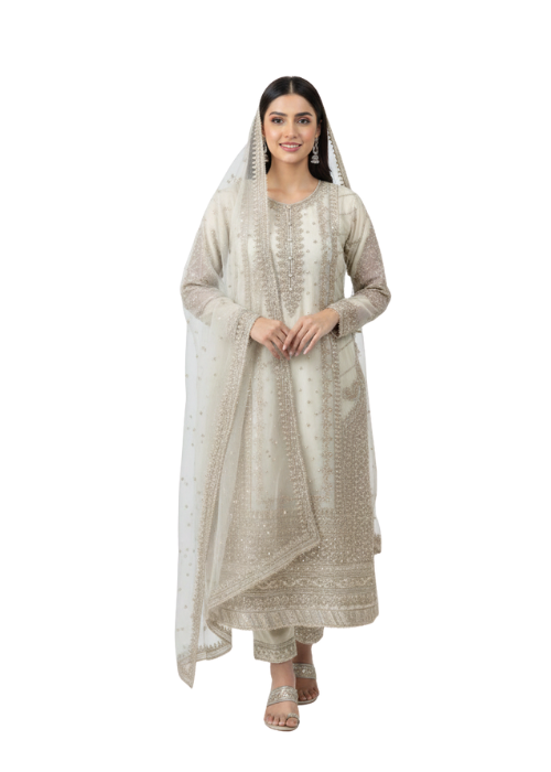 Organza Shirt With Organza Embroided Dupatta