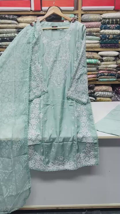 Viscose Beautiful Casual Wear 3 Piece Pista