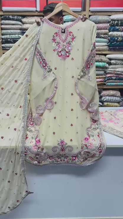 Elegant Yellow Embroidered Suit