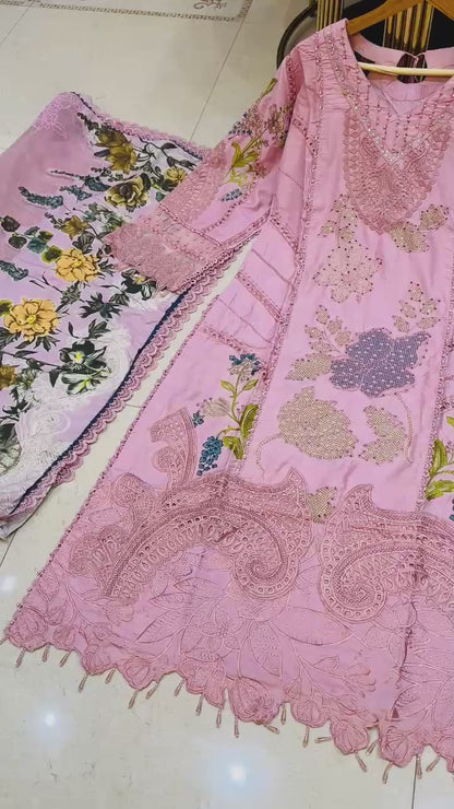 SG1478 Chikan kari Viscose Pink