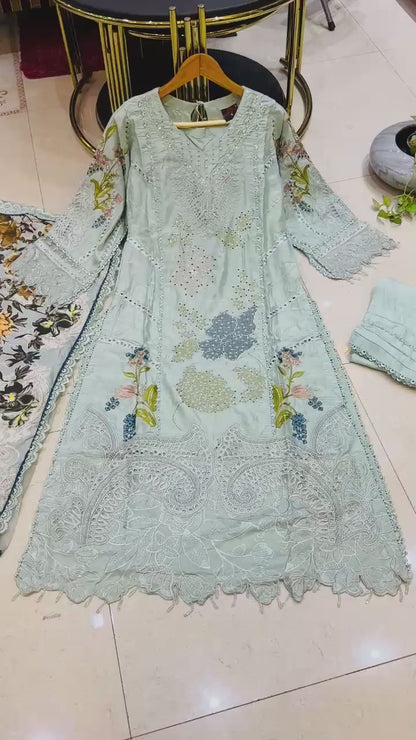 SG1478 Chikan kari Viscose Sage Green