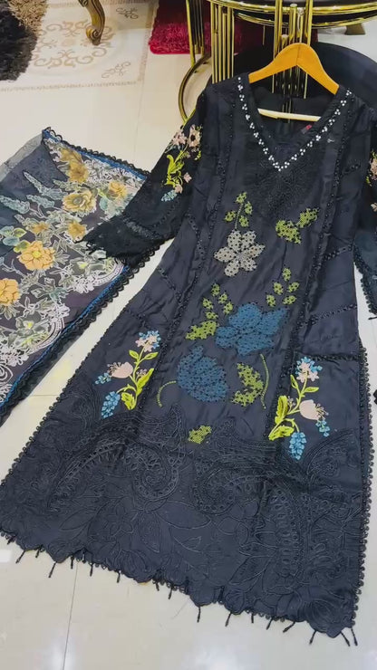 SG1478 Chikan kari Viscose Black