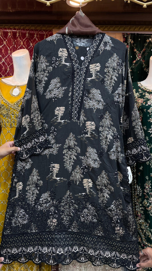 Lilen Stuff with Wool Shawl | Premium Winter Collection