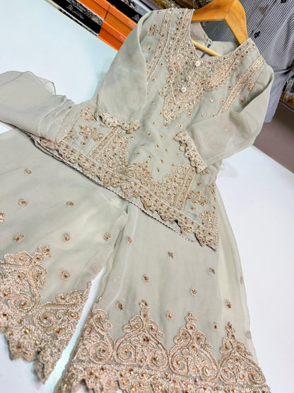 CHIFFON FABRIC Kids Collection Beautiful Embroided Dress