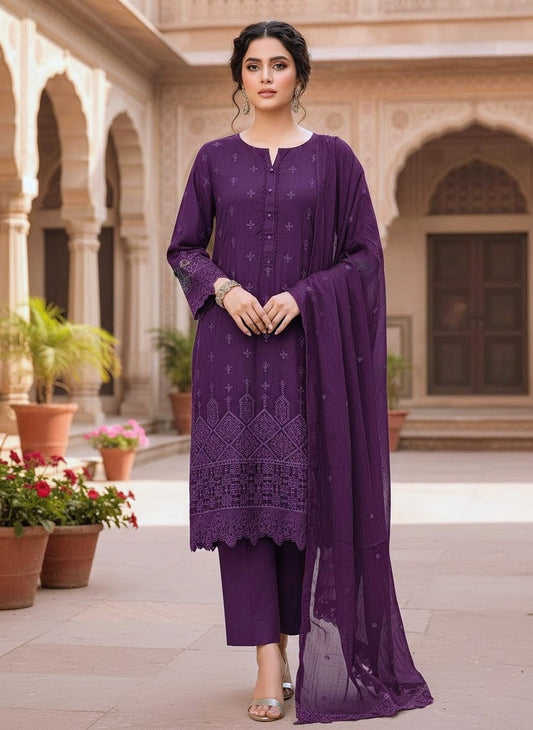 Viscose Fabric Embroidered Shirt with Chiffon Dupatta
