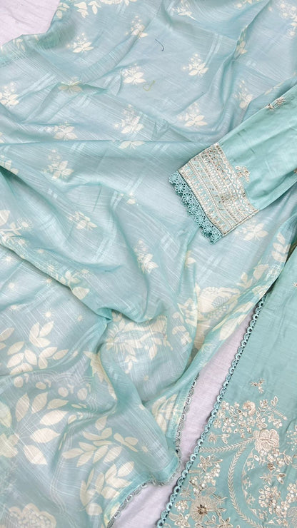 Winter Viscose Embroidered Suit | Heavy Embroidered Shirt with Digital Print Dupatta