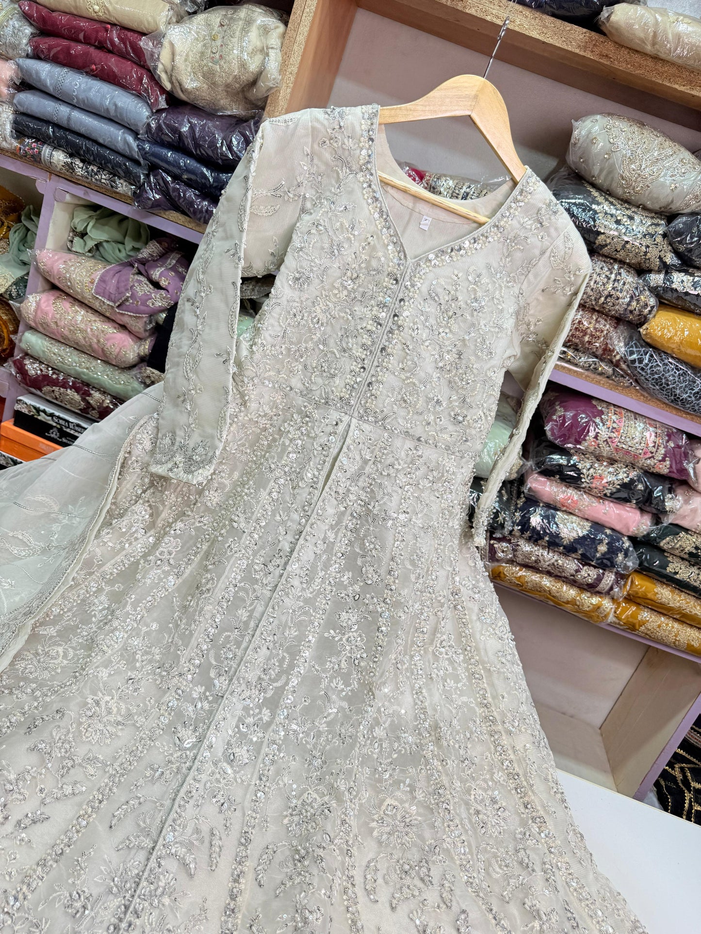 ORGANZA FABRIC 3-PCS BEAUTIFUL EMBROIDED MAXI