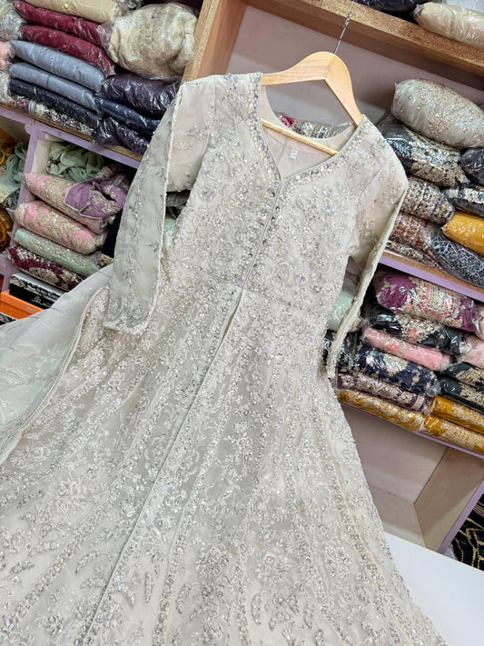 ORGANZA FABRIC 3-PCS BEAUTIFUL EMBROIDED MAXI