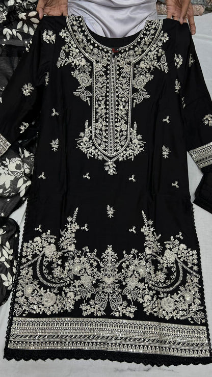 Winter Viscose Embroidered Suit | Heavy Embroidered Shirt with Digital Print Dupatta