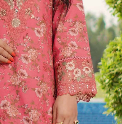 Dhanak Print Fabric Suit | Patch & Boring Work with Printed Shawl – Winter Collection