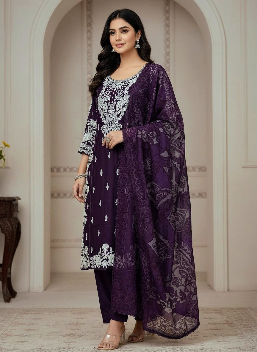 VISCOSE FABRIC Beautiful Casual Wear 3 Piece Dress Collection 2025