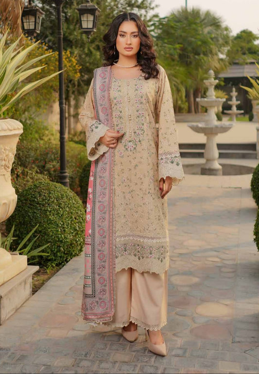 Dhanak Print Fabric Suit | Patch & Boring Work with Printed Shawl – Winter Collection