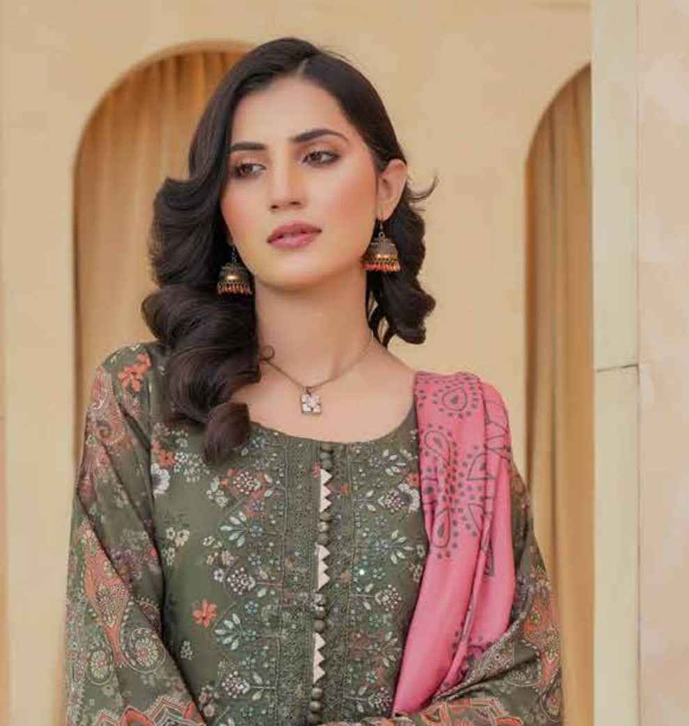 Dhanak Print Fabric Suit | Patch & Boring Work with Printed Shawl – Winter Collection