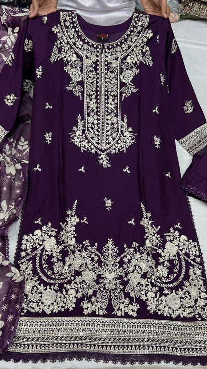 Winter Viscose Embroidered Suit | Heavy Embroidered Shirt with Digital Print Dupatta