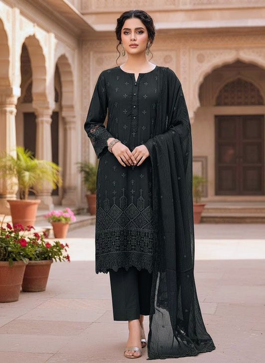 Viscose Fabric Embroidered Shirt with Chiffon Dupatta