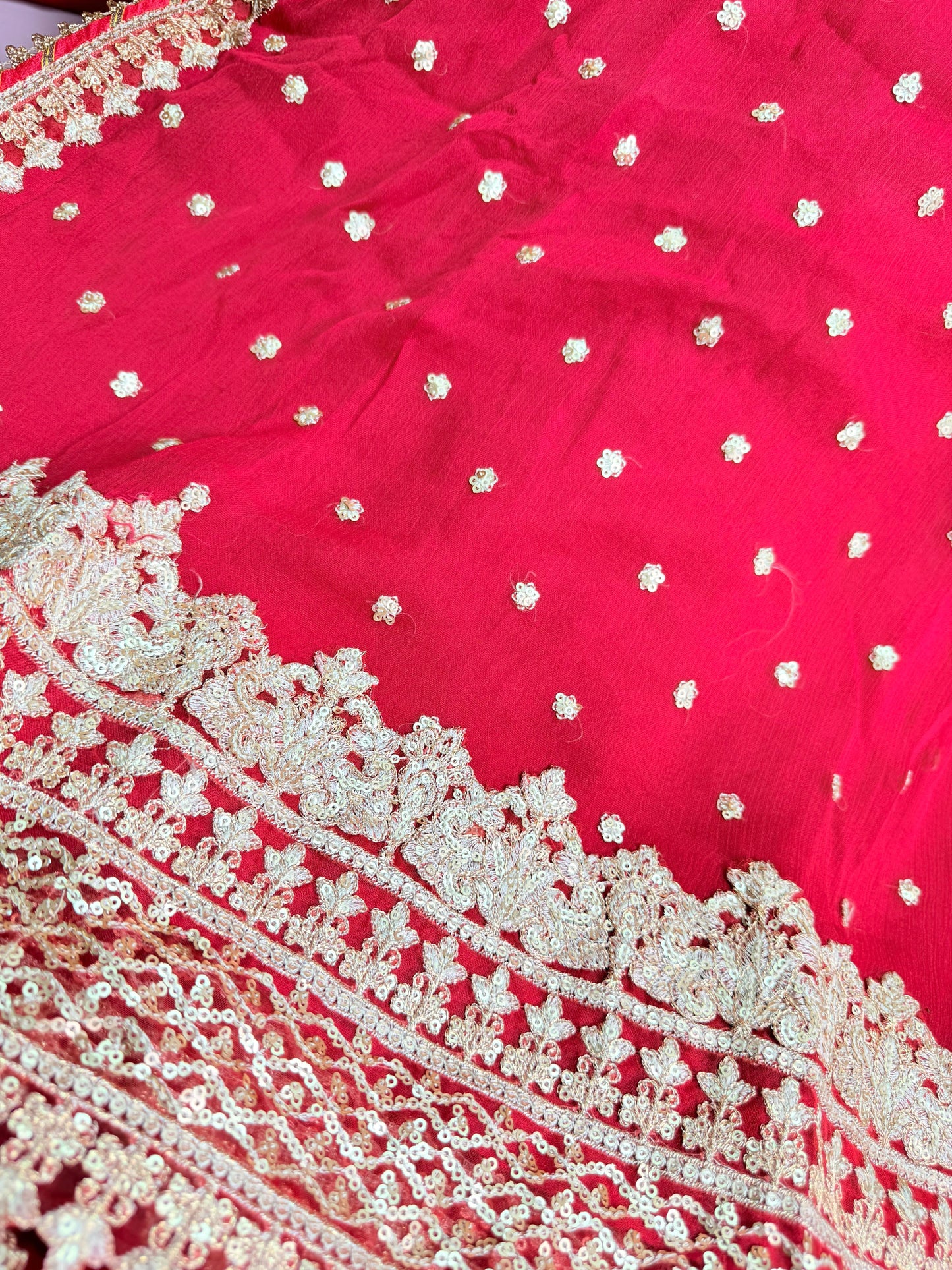 CHIFFON FABRIC 3-piece Long Embroidered Shirt With Ghrara