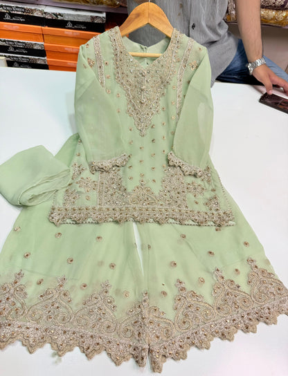 CHIFFON FABRIC Kids Collection Beautiful Embroided Dress