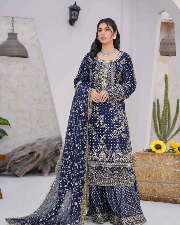 Chiffon & Jamawar Gharara Set | Timeless Elegance with a Regal Touch