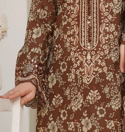 Dhanak Print Fabric Suit | Patch & Boring Work with Printed Shawl – Winter Collection