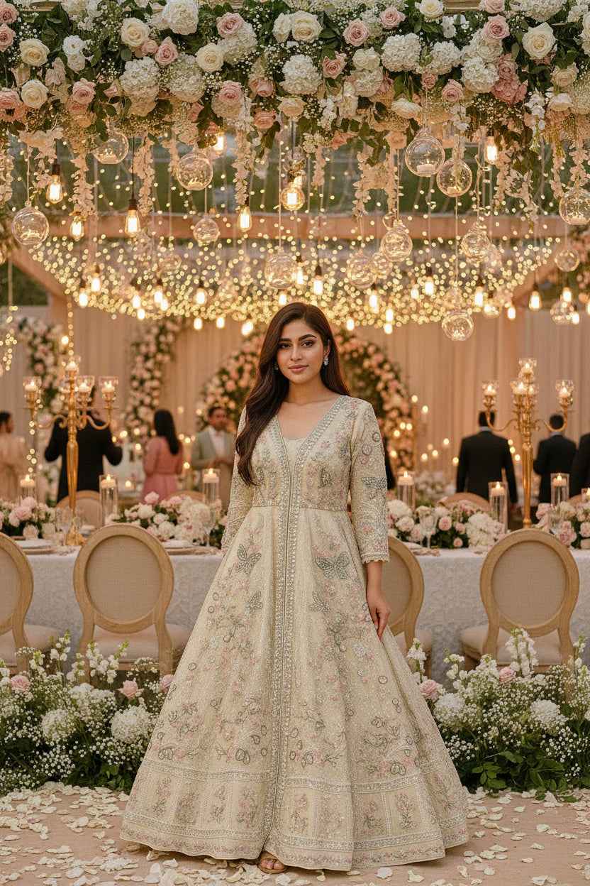 Heavy Wedding Maxi | Open Gown Style with Handmade Work