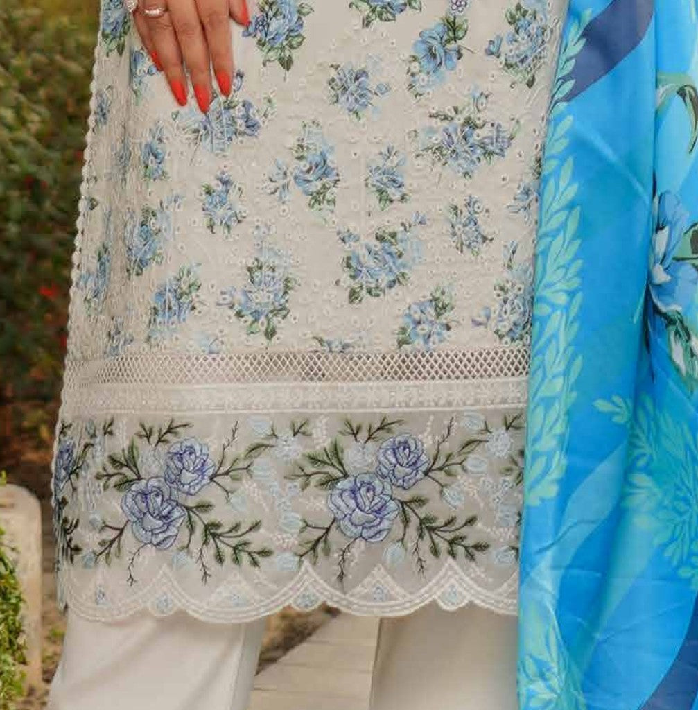 Dhanak Print Fabric Suit | Patch & Boring Work with Printed Shawl – Winter Collection