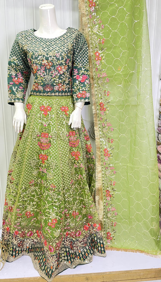 ORGANZA FABRIC Heavy Embroided Beautiful Lehanga Design 2025