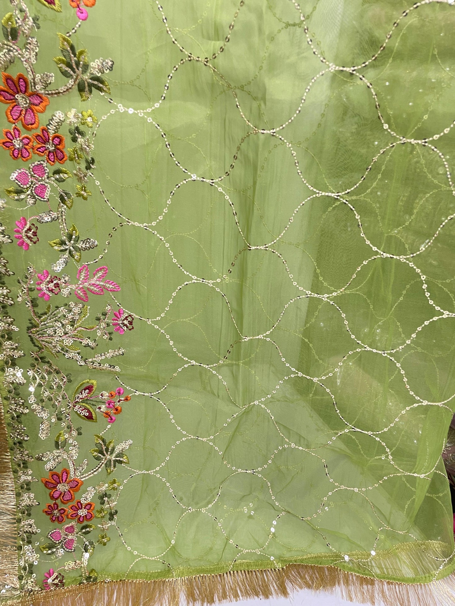 ORGANZA FABRIC Heavy Embroided Beautiful Lehanga Design 2025