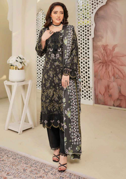 Dhanak Print Fabric Suit | Patch & Boring Work with Printed Shawl – Winter Collection