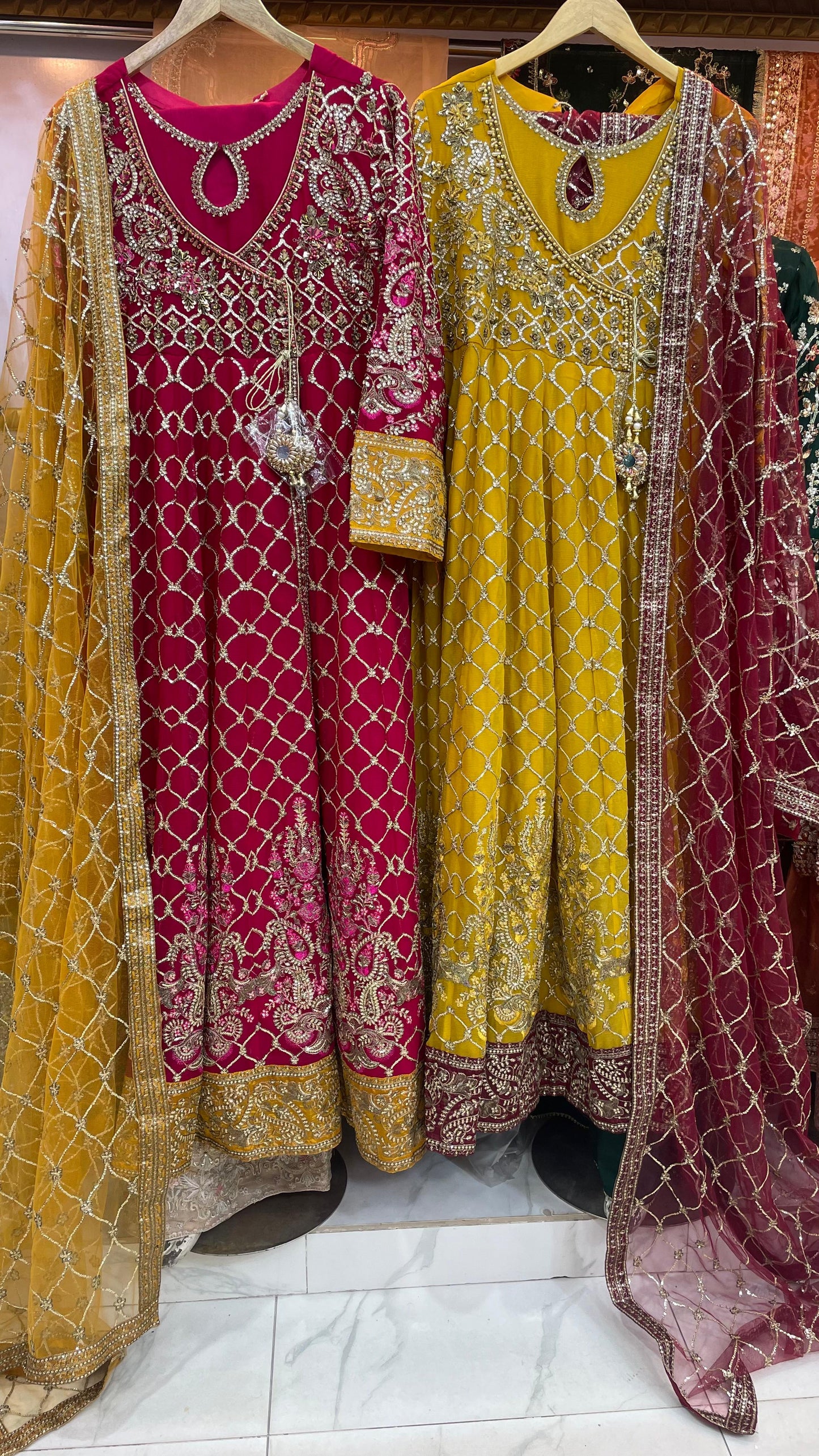 Chiffon Fabric Maxi with Organza Dupatta | Elegant Party & Wedding Wear