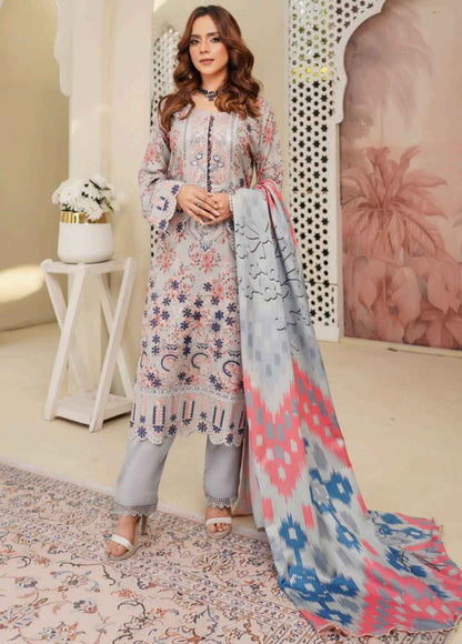 Dhanak Print Fabric Suit | Patch & Boring Work with Printed Shawl – Winter Collection