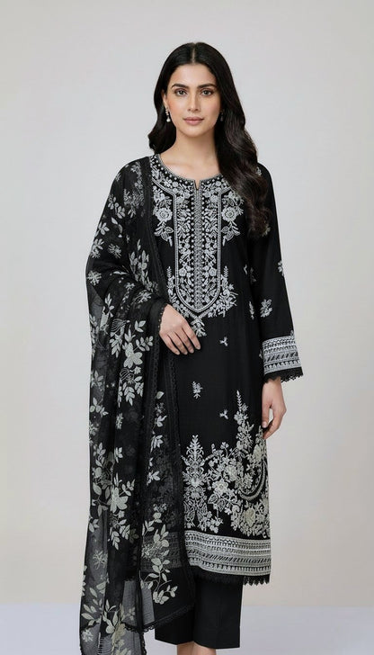 Winter Viscose Embroidered Suit | Heavy Embroidered Shirt with Digital Print Dupatta