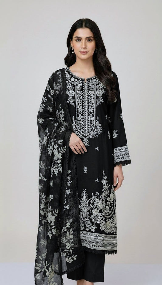 Winter Viscose Embroidered Suit | Heavy Embroidered Shirt with Digital Print Dupatta