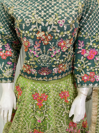 ORGANZA FABRIC Heavy Embroided Beautiful Lehanga Design 2025
