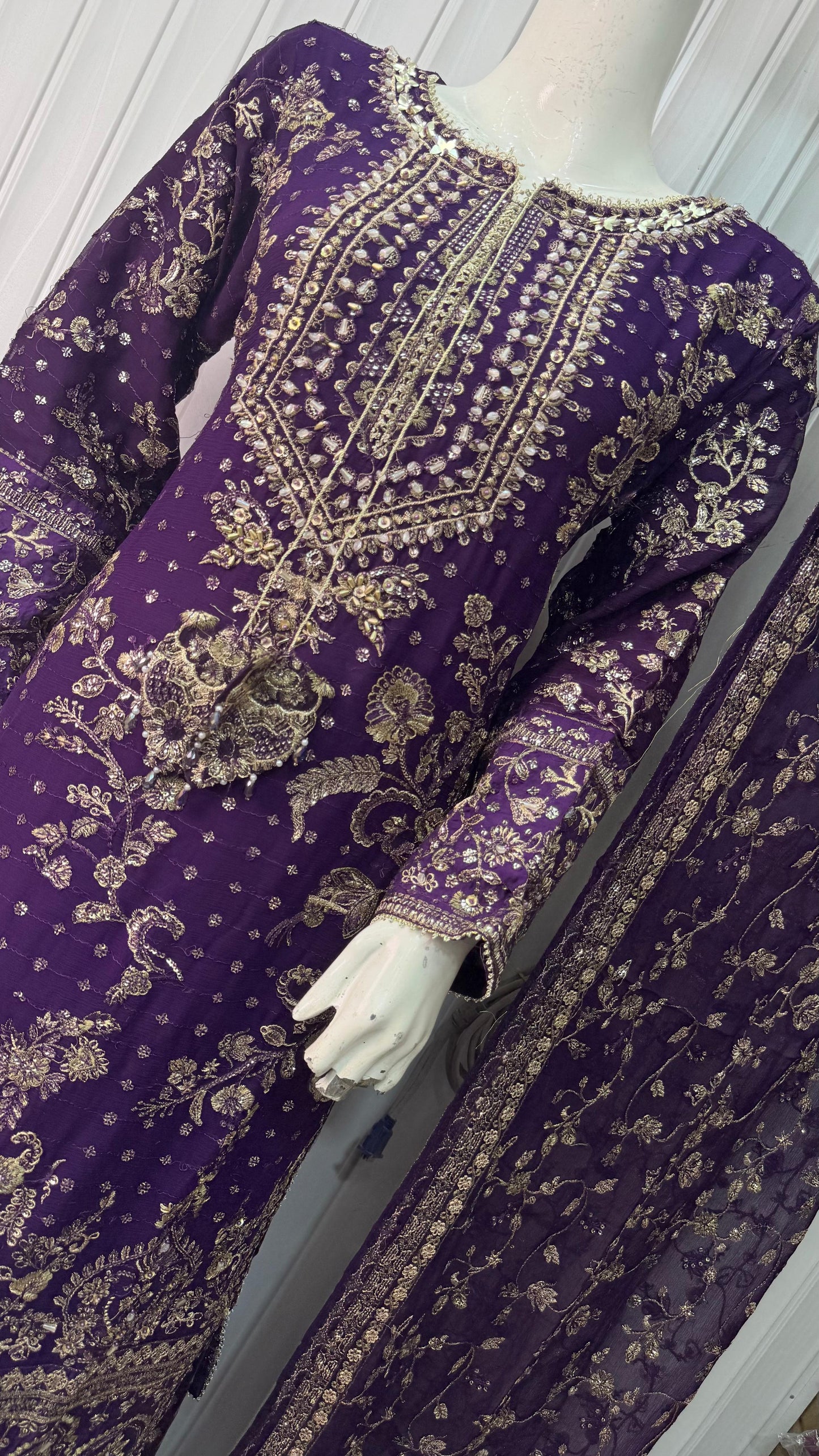 CHIFFON FABRIC 3-PCS Heavy Embroided Dress With Dupatta