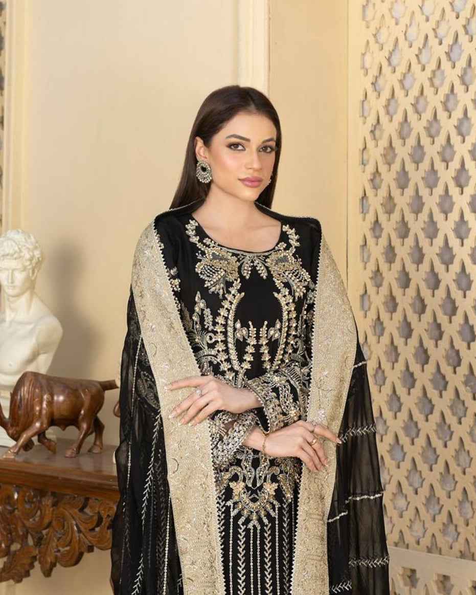 3PC Ready to Wear – Chiffon Luxury with Tilla & Sequin Embellishments