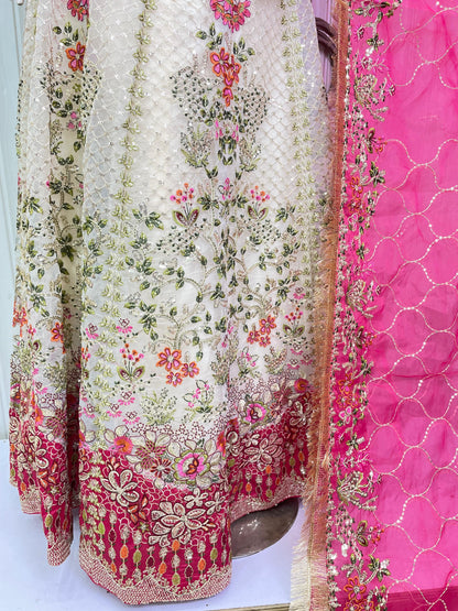 ORGANZA FABRIC Heavy Embroided Beautiful Lehanga Design 2025