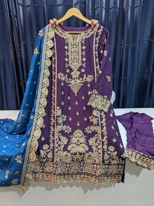 Chiffon Dress with Dupatta & trouser
